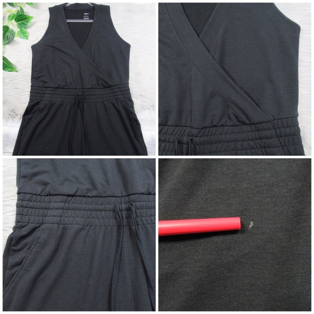 NIKE Yoga Cropped Wide Leg Jumpsuit in Black Dri-Fit French Terry - Size Large - Picture 6 of 12